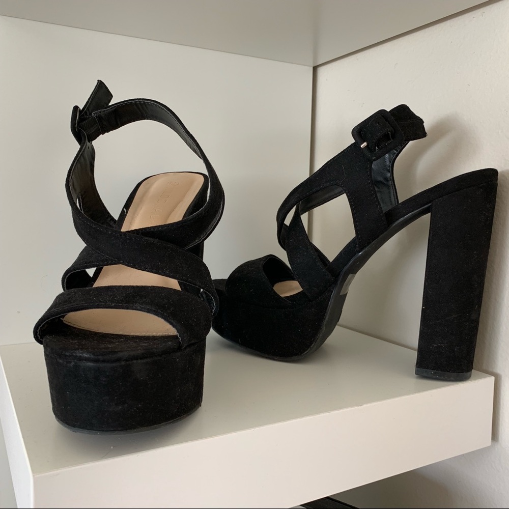 Black Platform Strappy Heels